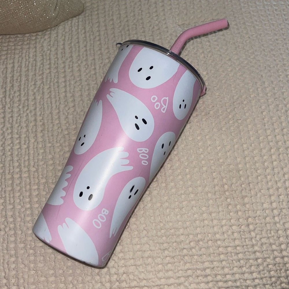 Pink ghost tumbler